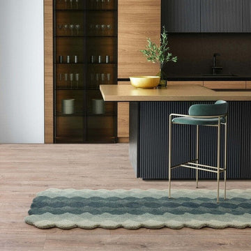 Hive Modern Geometric Hexagonal Ombre Gradient Hand-Woven Wool Low Profile Short Pile Teal Runner-Asiatic Carpets-Rug Love - The Most Loved Rug Store
